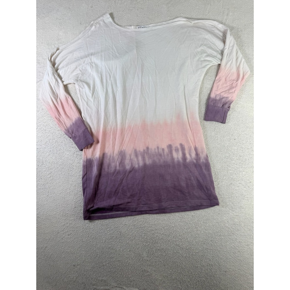 Venus Tunic Top Womens Medium Pink Purple Ombre Long Sleeve Good Dip Dye